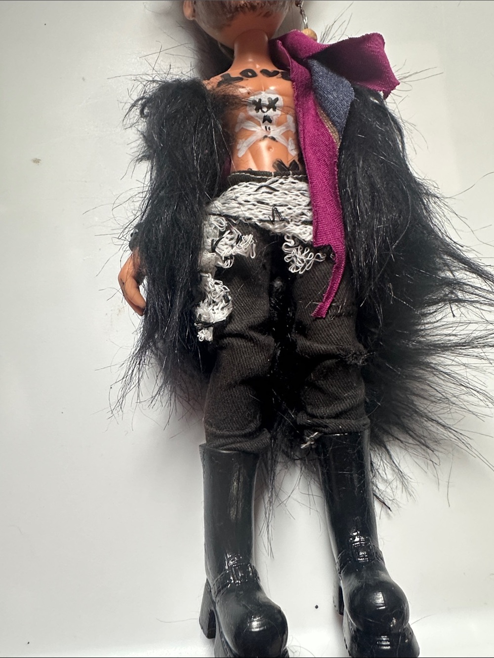 Men's Black Faux Fur Scarf Accessory - JOHNNY THE REAL PIRATE - Picture 3 of 4